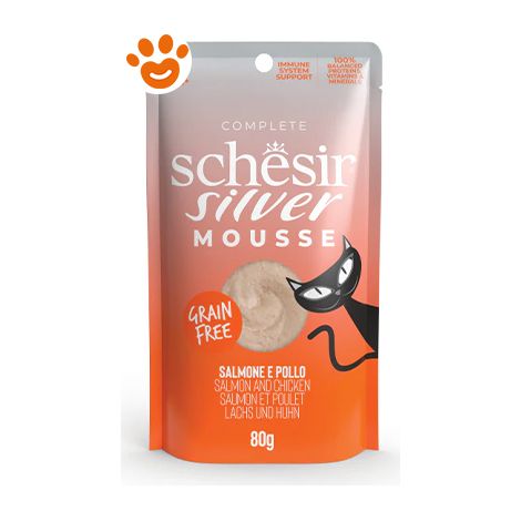 Schesir Cat Senior Silver Mousse di Salmone con Pollo - Schesir Cat Senior Silver Mousse di Salmone con Pollo - Bustina Da 80 Gr