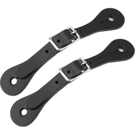 1 paire d'accessoires d'équitation faits à la main en cuir véritable, sangle d'éperon équestre (noir) (1/5)