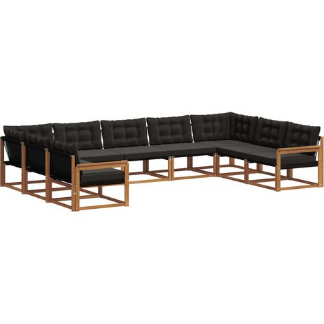 Ensemble de canapés d'extérieur 9 pc Naturel et Noir vidaXL (1/5)