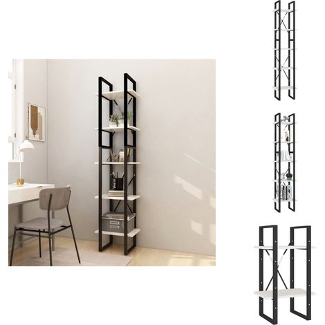 Bibliothèque à 5 niveaux Blanc 40x30x175 cm Bois de pin - Bibliothèque - Meuble Tv - Étagère - Rangement - Design Moderne (1/5)