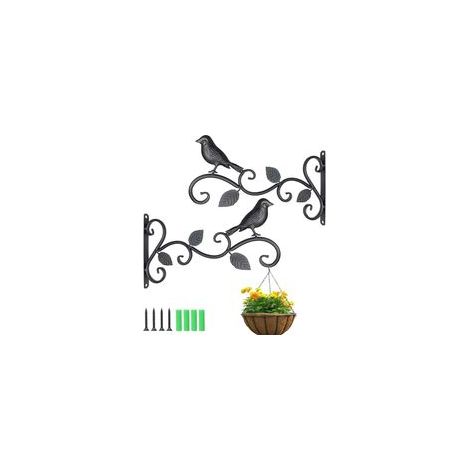 Lot de 2 crochets pour plantes, support mural en fer, idéal pour suspension de pots de fleurs
