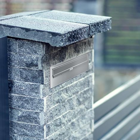 Post Box with 2 Doors for Installation in the Wall or Fence Stainless Steel (1/3)