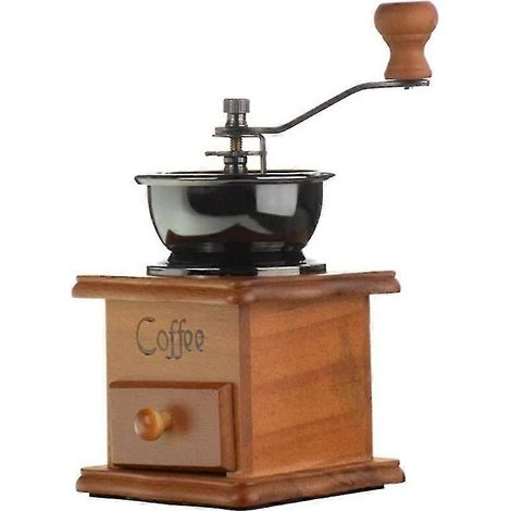 Moulin à café manuel en bois avec manivelle, mouture réglable pour expresso, cafetière à piston et café filtre, idéal pour la maison, le bureau et les voyages.-AquaForge (1/5)