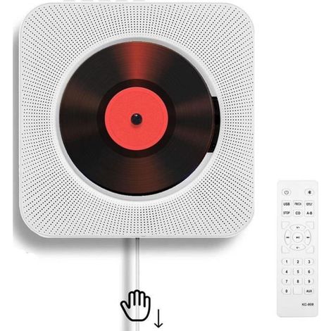 1 lecteur CD portable, haut-parleur Bluetooth HiFi, radio FM, USB et montage mural, pour usage domestique (1/4)