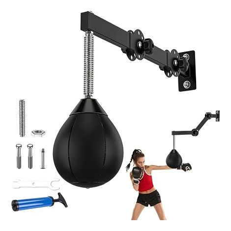 Sac de frappe suspendu, punching ball réglable en hauteur, pliable avec suspension, appareil d'entraînement pour les réflexes (1/5)