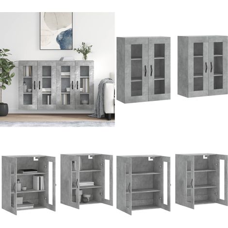 Armoires murales 2 pcs gris béton bois d'ingénierie - Rangement mural - Bois d'ingénierie (1/5)