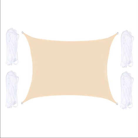 Voile D'ombrage Imperméable Rectangulaire 2x3m Toile Ombrage 95% Une Protection des Rayons UV pour Extérieur Terrasse Jardin Balcon