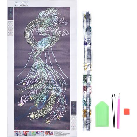 Kit de peinture diamant 5D Paon, motif oiseau, tableau artisanal fait main, cadeau anniversaire. (1/5)