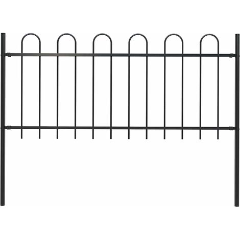 Clôture de jardin BOXTEL avec fixation par support, acier, 181 x 80 cm, noire