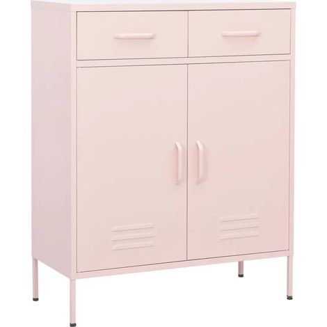 Armario de almacenamiento de acero de 80 x 35 x 101,5 cm con 2 cajones y estante ajustable estilo contemporáneo rosa 020046848 (1/5)