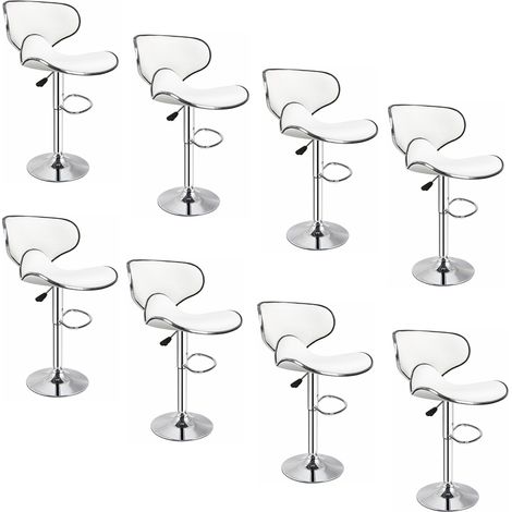 Lot de 8 Tabouret de Bar,en Similicuir,Reglable en Hauteur et Pivotant,tabourets design,blanc (1/5)
