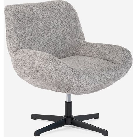 Sillón giratorio elegante de tela bouclé para sala salón y despacho Lehm - Gris (1/5)