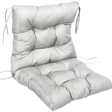 Outsunny Garden Back Chair Cushion, Comfortable Patio Seat Cushion Pad with Backrest for Outdoor & Indoor Use, Light Grey