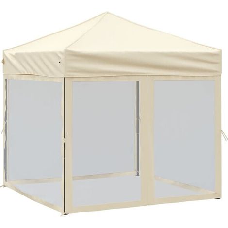 Tente pliante de réception, parois blanc cassé, 2 x 2 mètres (1/5)