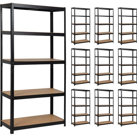 MegaPack 10 rayonnages modulaires métalliques avec 5 tablettes, c