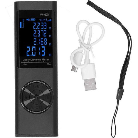 W‑60X Infrarot-Laser-Entfernungsmesser, Hand-Entfernungsmesser, Messgerät, Schwarz, 0,05‑60 m