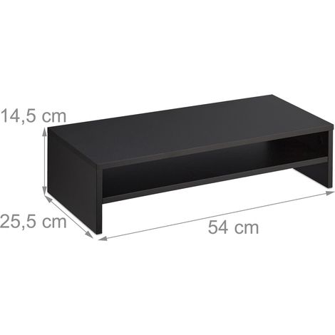 Soporte para monitor ergonómico negro almacenamiento práctico 43 x 25 x 10 cm de madera negra 130013859 (1/2)