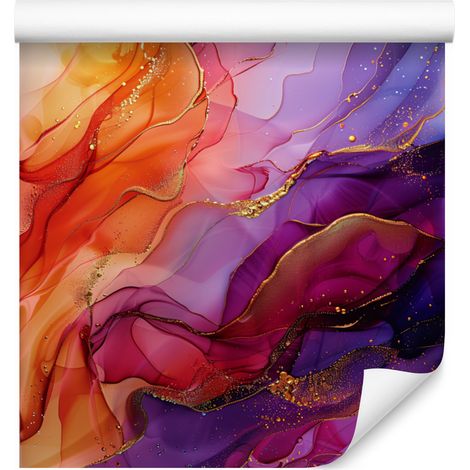 Tapete „Tinte“ in Lila und Rot für Wohn- und Schlafzimmer, 50 x 1000 cm (1/5)