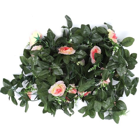 Guirlande De Fleurs En Soie - Décoration Murale Réaliste Rose Champagne - Pour Mariage Et Fête - Lot De 2 (1/5)