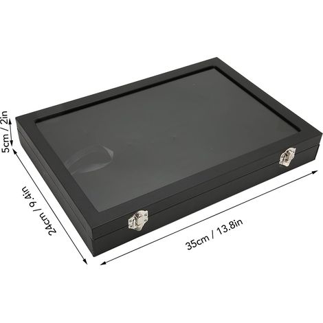 Pin display case, box for collecting badges, jewelry, and military medals, transparent black dust cover (1/5)