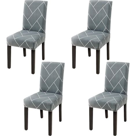 Housses de chaise extensibles 4 pièces, lavables et décoratives (1/5)