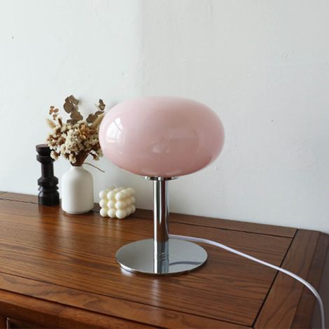 Lampe de chevet rose avec pied en fer, forme mignonne, simple et moderne. Interrupteur USB. (1/5)