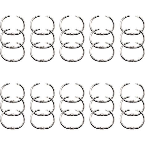 Lot de 30 anneaux de reliure métalliques pour classeur, porte-clés (1/5)