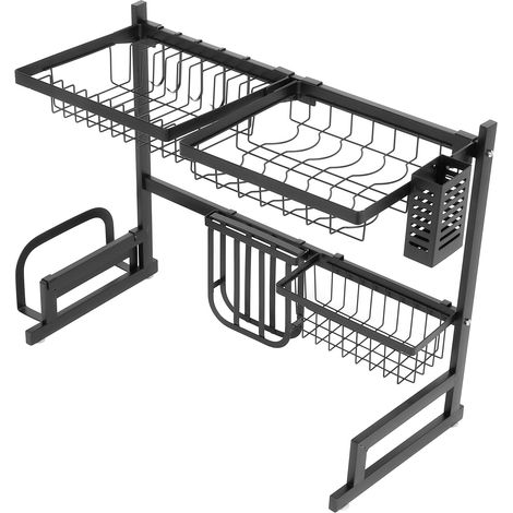 Küchenabtropfgestell aus schwarzem Edelstahl 304, 65 cm, Geschirrtrockner, Ablagefläche für die Spüle (1/5)
