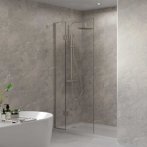 Multipanel Tile Effect Valmasino Marble 2400mm x 598mm Hydro-Lock Tongue & Groove Bathroom Wall Panel (1/5)