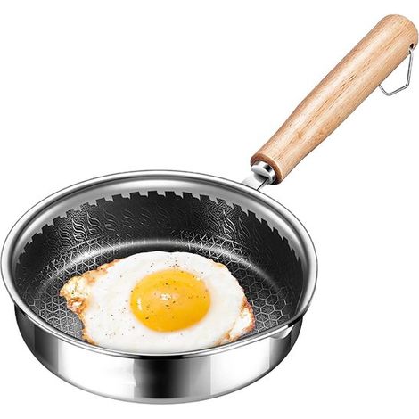 Mini poêle à frire avec revêtement antiadhésif, poêle à œufs de 13 cm en acier inoxydable pour plaques de cuisson à gaz et à induction, pour les petites quantités... (1/5)