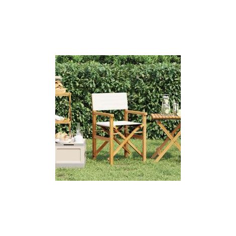 Chaise de metteur en scène pliante crème bois teck massif (1/5)