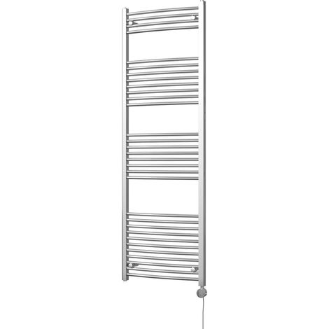 Zennor - Chrome Electric Towel Rail H1800mm x W600mm Curved 600w Thermostatic (1/3)