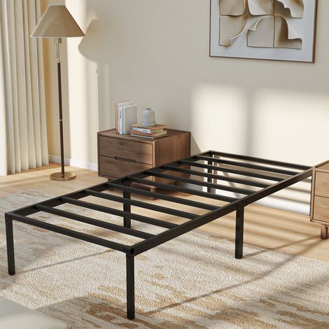 Wolketon Bettrahmen für Matratze 200 x 90 cm, klappbar Bettgestell, Metallbett Schwarz 2pcs