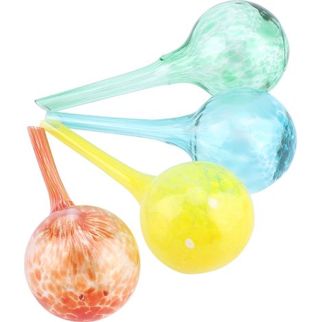 Lot de 4 Boules d'Arrosage Automatique en Verre, Design Élégant avec Coupe Inclinée, Capacité 150ml, Couleurs Variées pour Plantes d'Intérieur et Jardinage Facile (1/5)