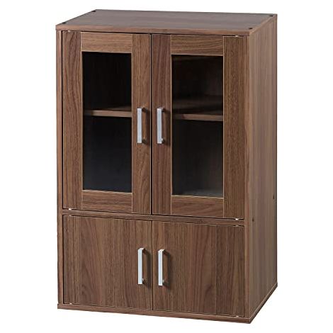 Iris Ohyama, Mobili, Libreria portaoggetti, Comò, Credenza con 4 ripiani e 4 ante/ Design e moderno, Solido, Multiuso, Ufficio, Cucina, Camera da letto, Soggiorno - Armadio GKN-9060 - Marrone