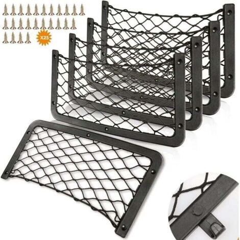 Filet de rangement pour camping-car 5 pièces, organisateur de rangement pour coffre de voiture 36 18 cm, rangement de poche pour sac d'accessoires multifonctionnel, (avec crochets, vis)