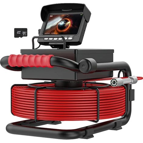 Telecamera per ispezione tubi, schermo da 4,3 pollici, risoluzione 1200TVL, con DVR da 22 mm, portata 50 m (1/5)
