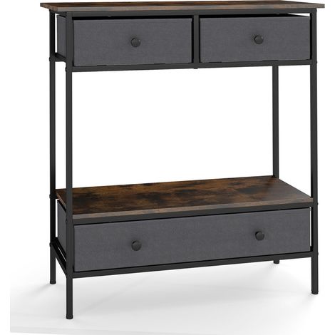 Table console lot de 1 80 x 30 x 85,5 cm rangement pratique charme rustique en bois aggloméré marron rustique