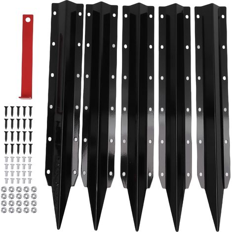 Kit de réparation pour poteaux de clôture : piquets en acier robuste, outils de support, installation facile avec accessoires. (1/5)