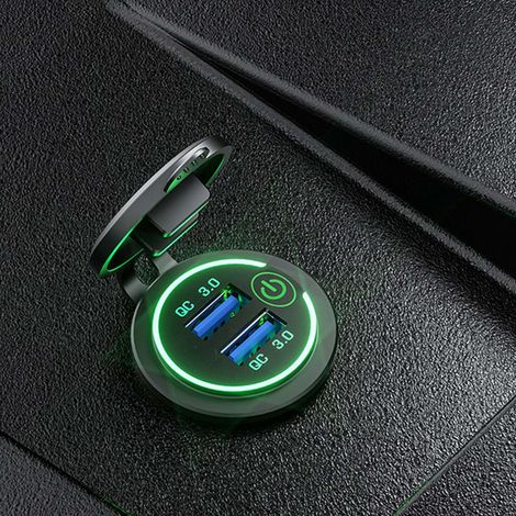 Chargeur Voiture USB Multiprise QC3.0 Adaptateur Allume-Cigare Rapide pour Camping-car Bateau Moto Voyant Vert (1/5)