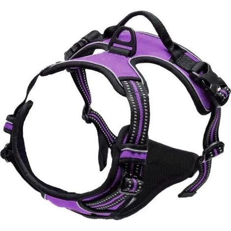 Harnais pour chien, harnais anti-traction réglable et rembourré, pour chiens de petite, moyenne et grande taille. Couleur : violet, taille : M