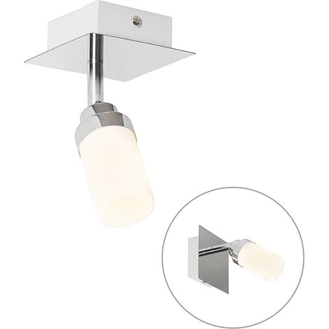 QAZQA Faretto da soffitto/parete japie - Moderno - Acciaio,Vetro - Acciaio/Bianco - Quadrato Max. 1 x Watt