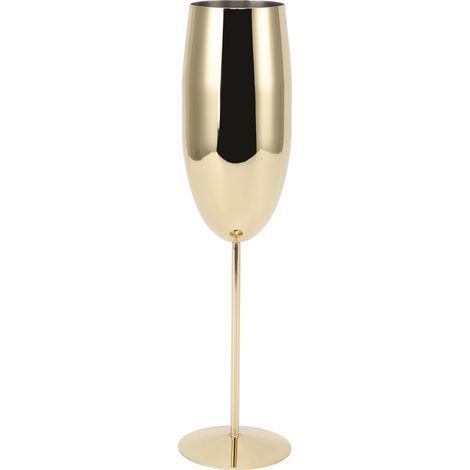 Verre à vin en métal, acier inoxydable, élégant et très résistant, idéal pour les fêtes, mariages et banquets. Couleur or, 260 ml. (1/5)
