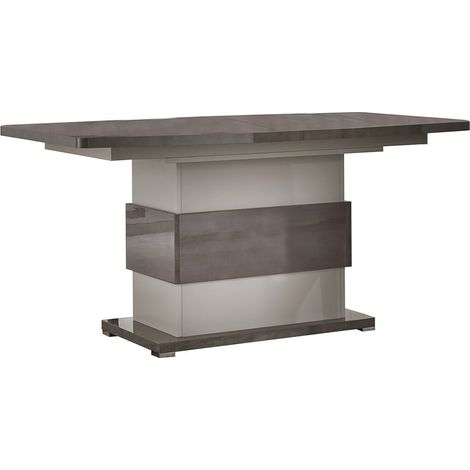 AUXANE - Table Allongeable 160-200cm Gris Metallisé et Gris Mat Pied Central (1/3)
