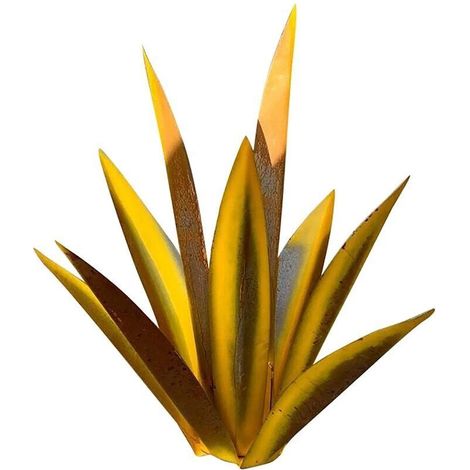 Autre élément décoratif de jardin, ornement en fer forgé représentant un agave, création originale, 35 cm (jaune) - (1/5)