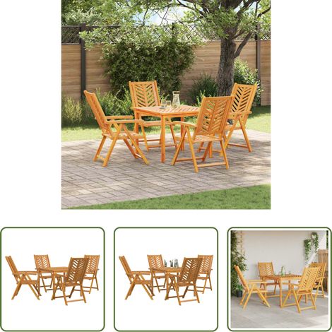 Gartenstühle - Garten Essgruppe 5 pcs Braun Massivholz Akazie (1/5)