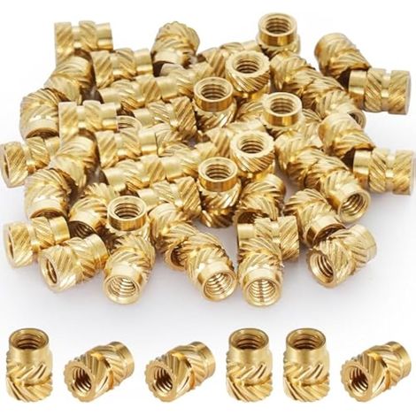 Insert M3 Insert Fileté M3x5,7x4,6mm Impression 3d Douilles Filetées en Laiton 80 pièces Écrou à Filetage Fondu Insert Plastique Pour Composants d'Impression 3D et Pièces en Plastique (1/5)