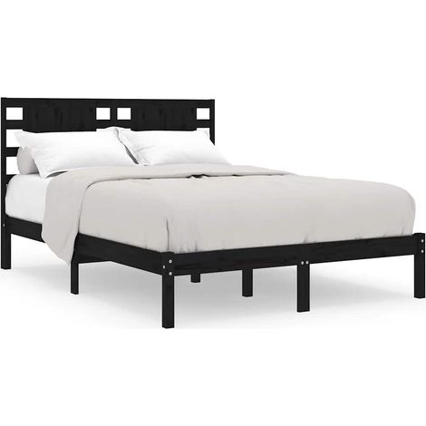 Maison Exclusive - Cadre de lit sans matelas noir 140x190 cm bois de pin massif (1/5)