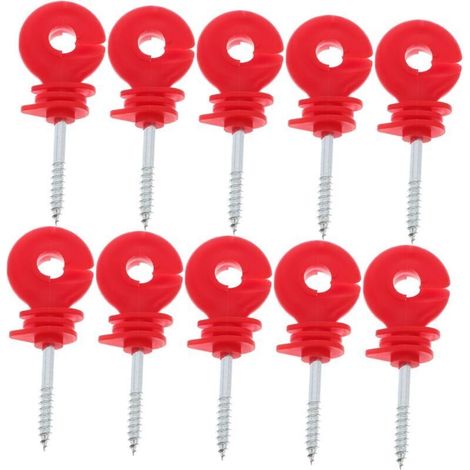 Lot de 20 isolateurs de clôture électrique autotaraudeurs, anneau de poteau, vis isolante, boucle, outil de clôture pour animaux, pour poteau en bois (1/4)