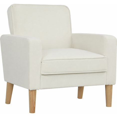 Beyamis Fauteuil de salon en velours, canapé 1 place rembourré avec grand siège, pour chambre, salon, petit espace, crème (1/5)
